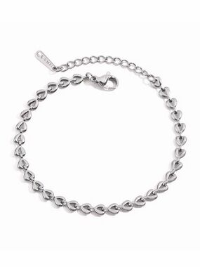 Silver-Tone Stainless Steel Heart Bracelet